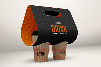 Coffee Drink Take out Carrier MockUp