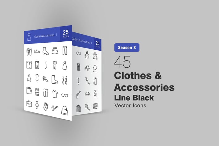 45 Clothes & Accessories Line Icons