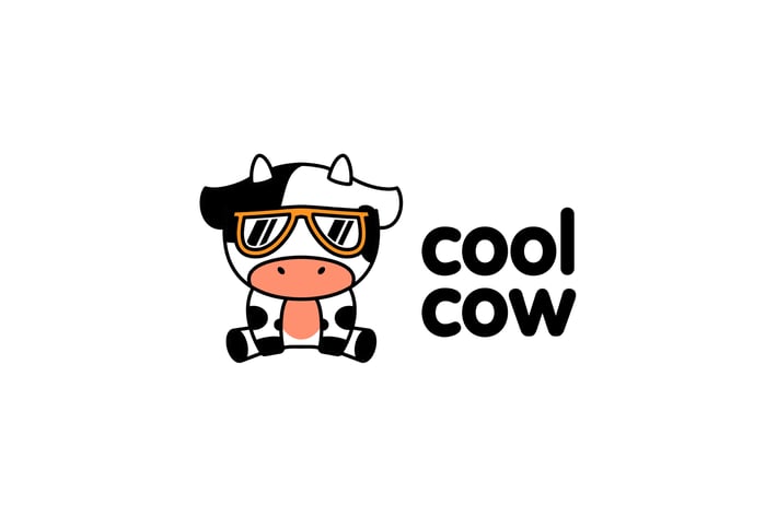 Cartoon Cute Cool Little Cow Character Mascot Logo