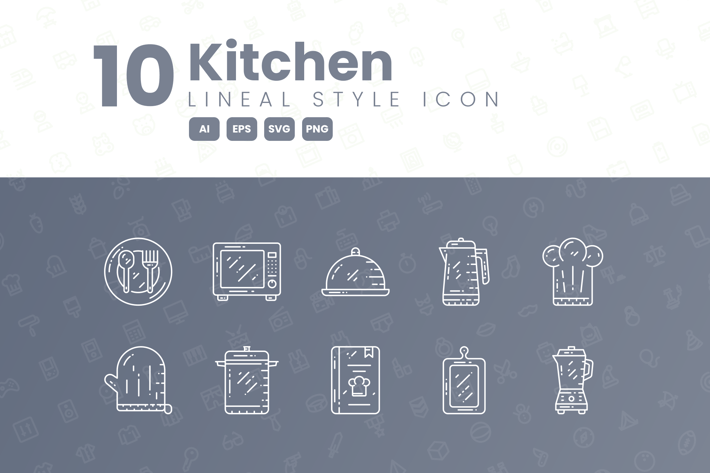 10 Kitchen Detailed Icon Collection