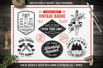 6 Hipster Vintage Badges 