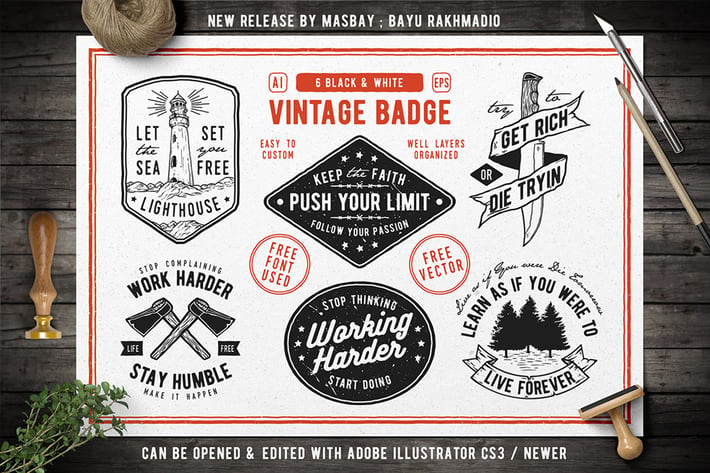 6 Hipster Vintage Badges 