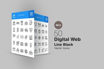 50 Digital Web Line Icons