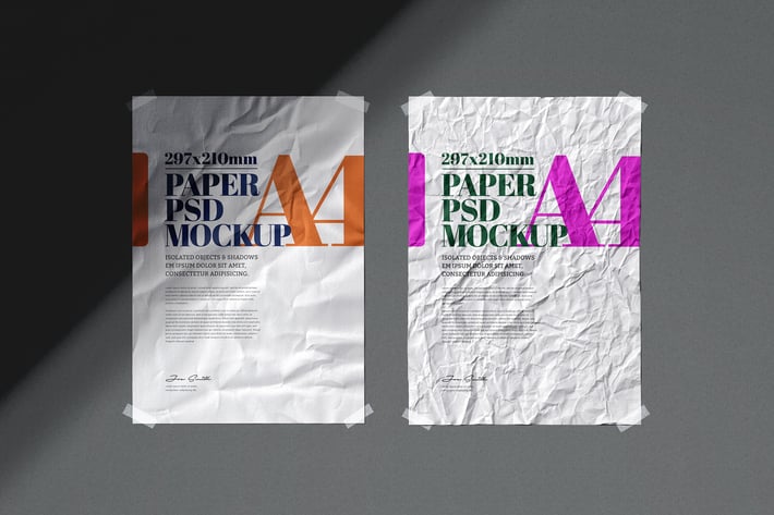 A4 Flyer Mockup Crumpled Adhesive Duct Strip