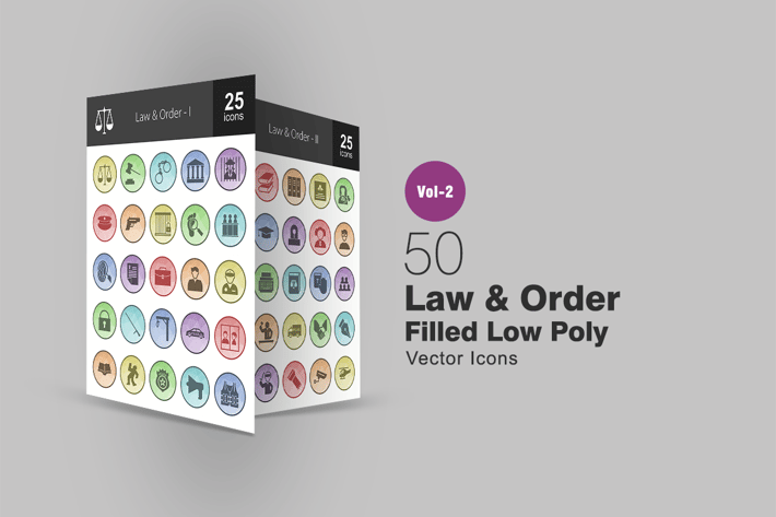 50 Law & Order Filled Low Poly Icons