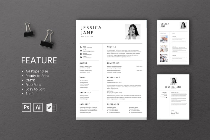 Professional CV And Resume Template Jessica