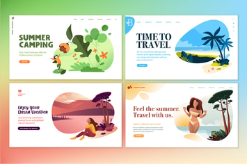 Set of Flat Design Web Page Templates
