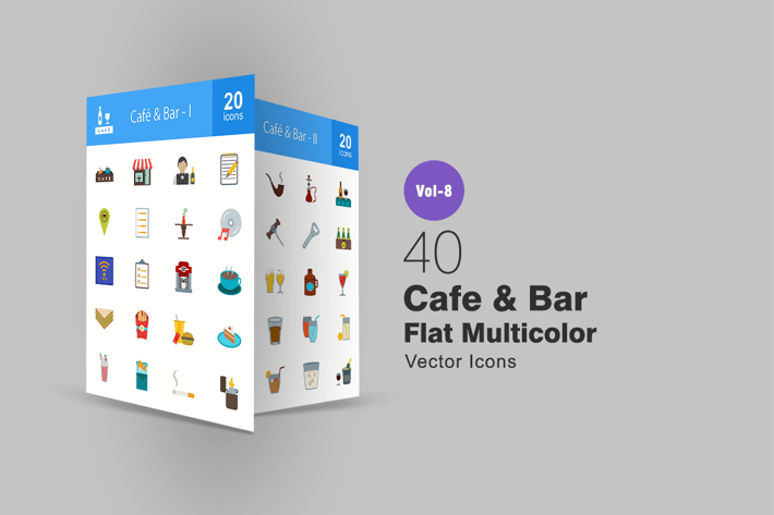 Cafe & Bar Flat Multicolor Icons