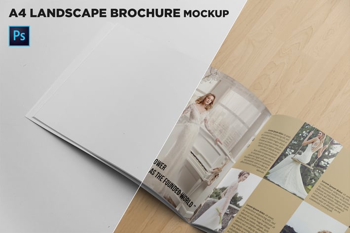 Landscape Brochure Mockup Left Closeup