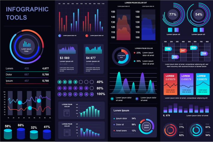 Dark Infographics Template Pack