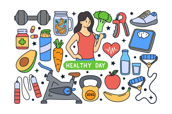 Healthy Life Doodle Illustration