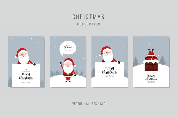 Christmas Santa Claus Vector Card Set. vol.4
