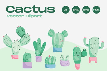 Cute Cactus Vector Clip Art