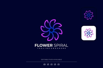Flower Line Art Gradient Logo
