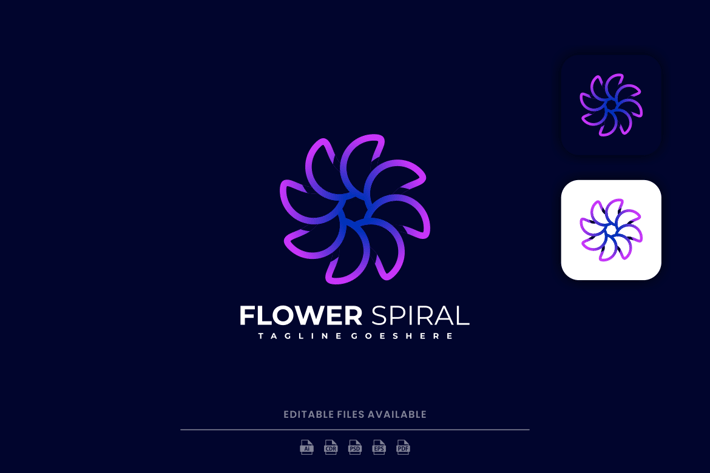 Flower Line Art Gradient Logo