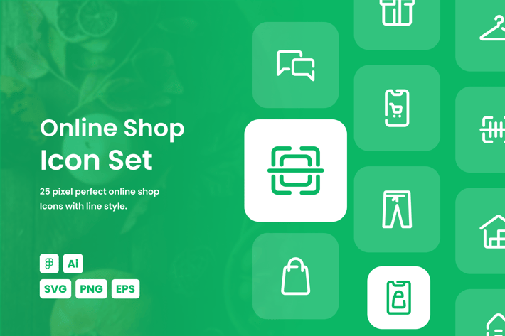 Online Shop Dashed Line Icon Set
