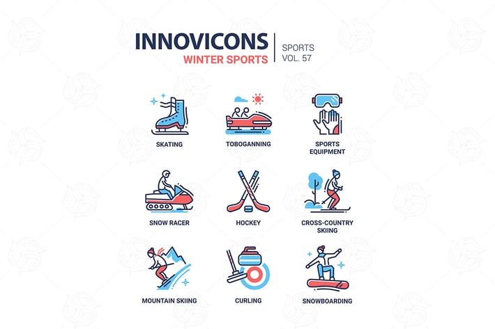 Winter sports - line design icons set