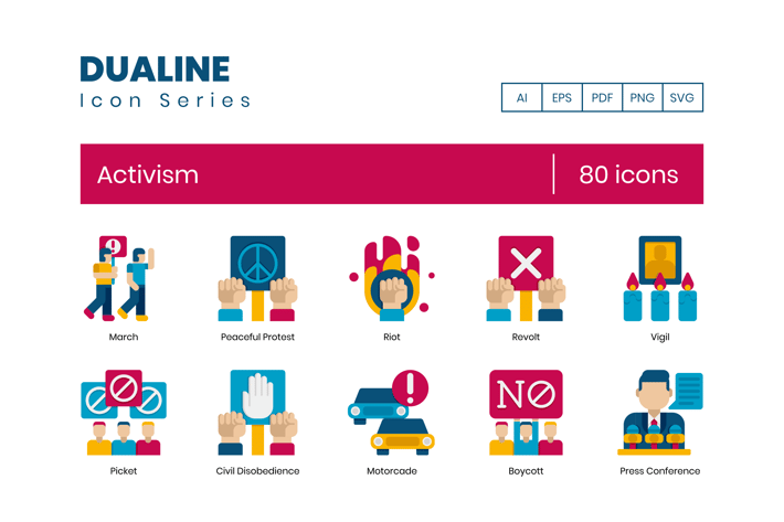 80 Activism Flat Icons