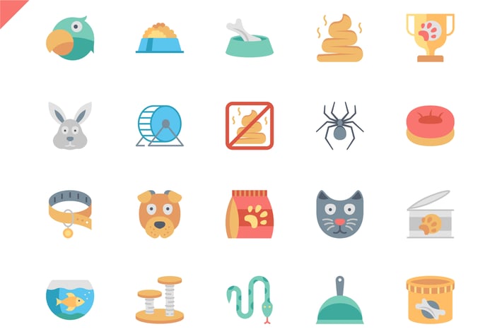 Simple Set Pet and Animal Flat Icons