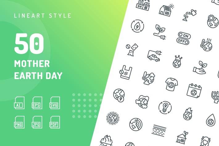 Mother Earth Day Line Icons