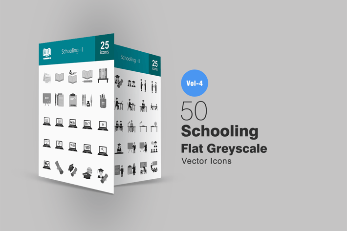 50 Schooling Greyscale Icons