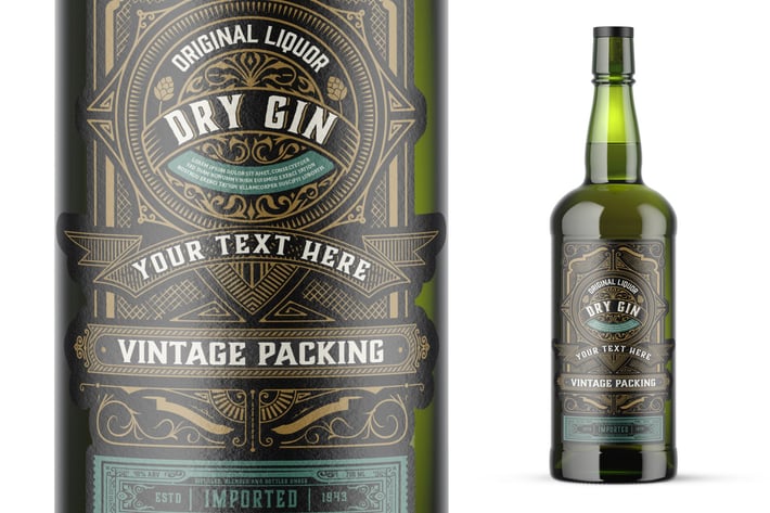Vintage Gin Label Packaging Layout 