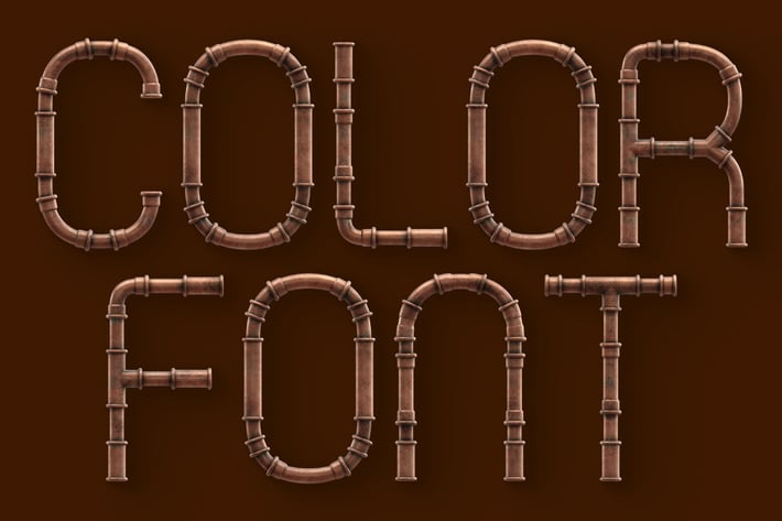 Copper Pipes - 3D Color SVG Font