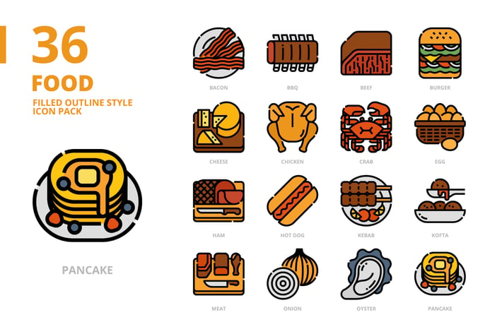 Food Filled Outline Style Icon Pack