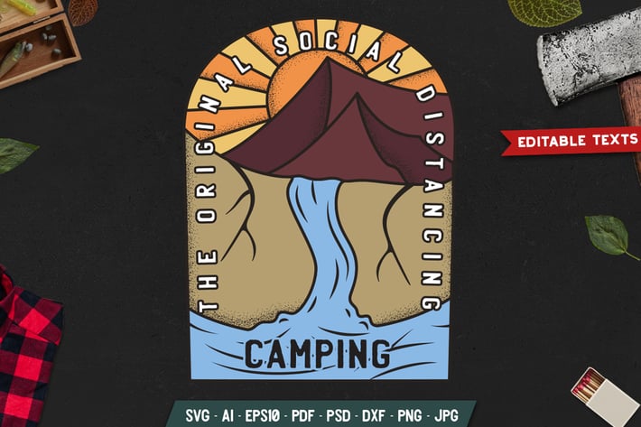 Travel Camp Badge Vector Retro Hike Graphic Logo