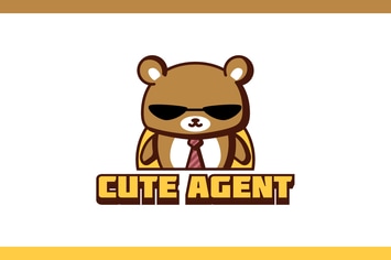Cartoon Cute Agent Bear Mascot Character Logo
