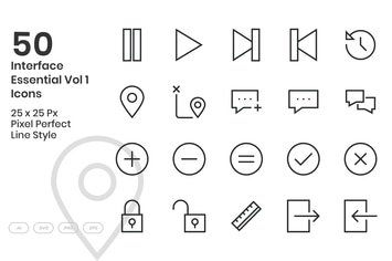 50 Interface Essential Icons Vol 1 - Line