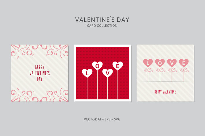 Valentines Day Card Vector Set
