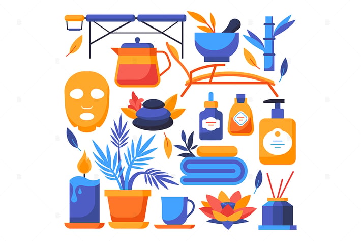 Wellness and spa - flat design style elements