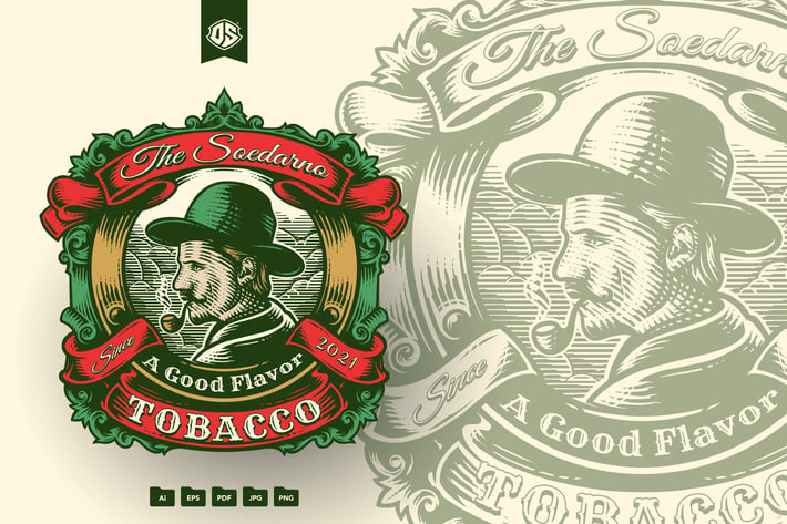 Tobacco Vintage Engraving Logo Template