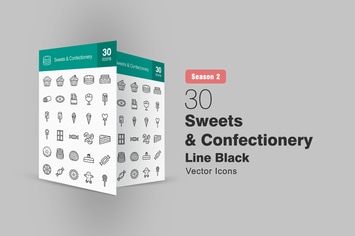 30 Sweets & Confectionery Line Icons Season II