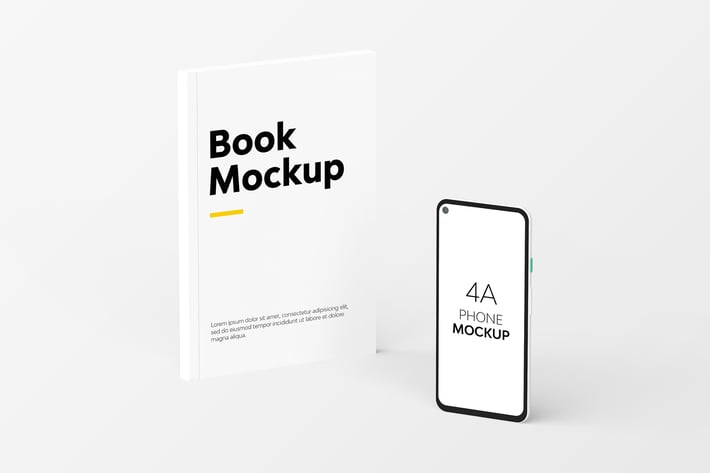 Book & 4A Phone Mockup