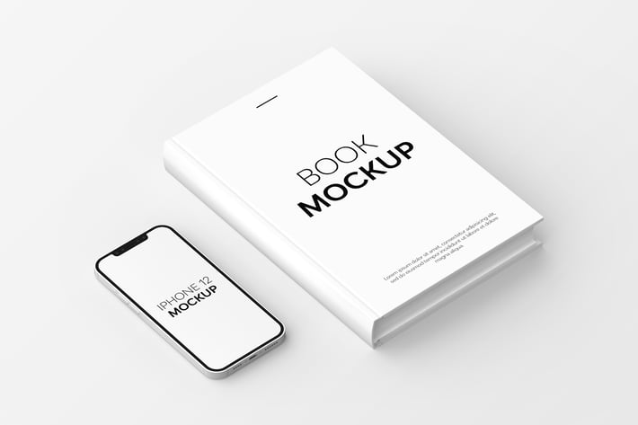 Book & iPhone 12 Mockup