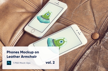1 Phones Mockup on Leather Armchair Vol. 2