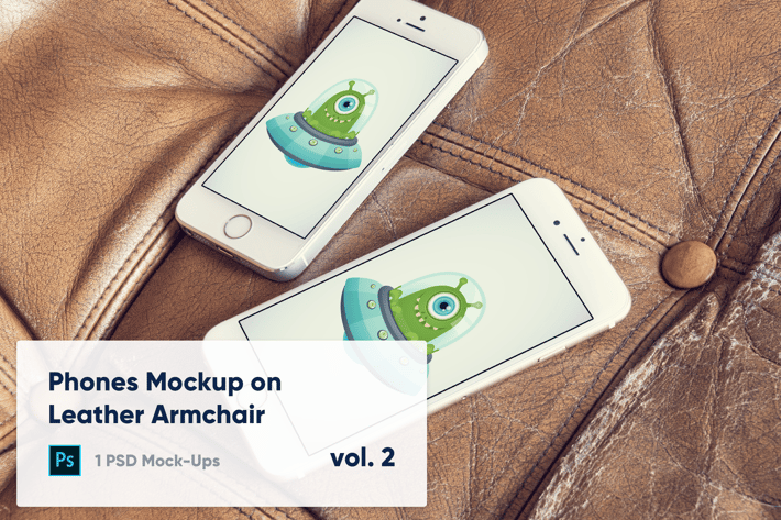 1 Phones Mockup on Leather Armchair Vol. 2