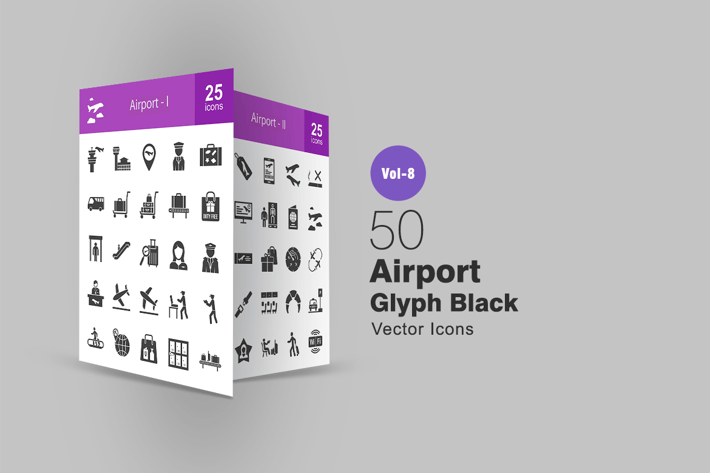 50 Airport Glyph Icons