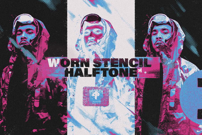 Worn Stencil Halftone Action Effect