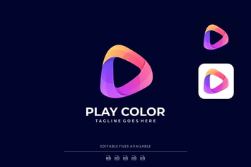 Play Button Icon Gradient Logo