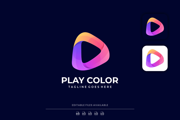 Play Button Icon Gradient Logo