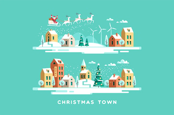 Christmas Town Urban Winter Landscape