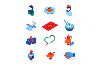 Islamic holiday - modern isometric icons