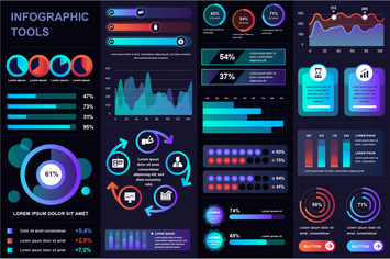 Dark Infographic UI, UX, KIT Elements