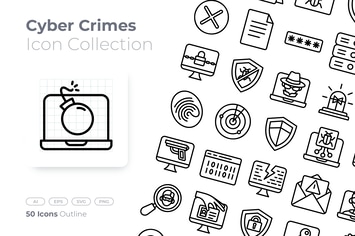 Cyber Crimes Outline Icon