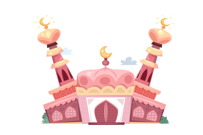 Pink Cartoon Mosque