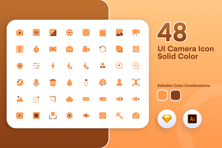 UI Camera Solid Color Icon Set