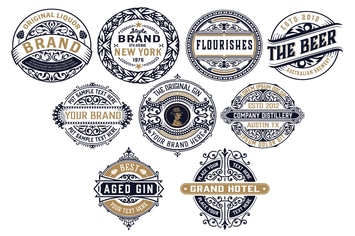 Set of 9 Vintage Logos and Badges 